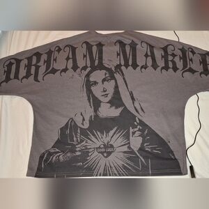 SHEIN Gray Graphic ‘Dream Maker’ Religious Portrait Tee